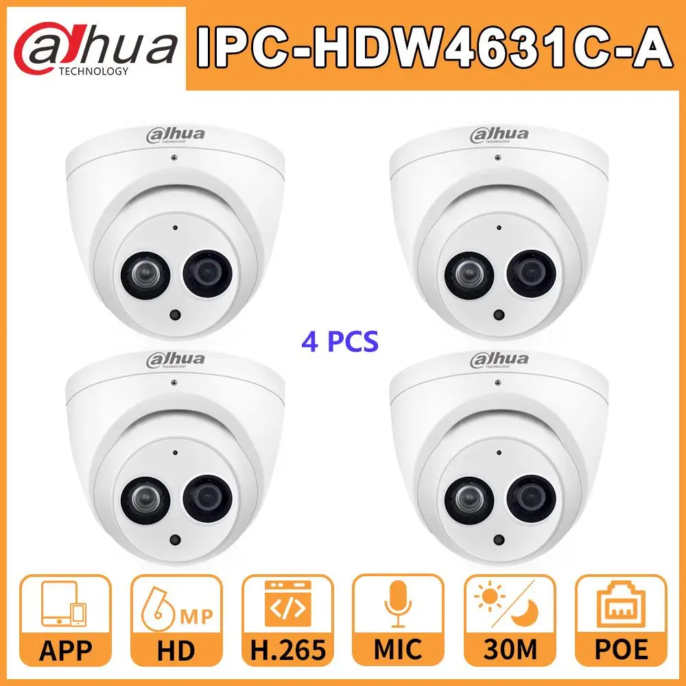 

Wholesale 4 Pcs./Lot IPC-HDW4631C-A Dahua DH HD 6MP Network IP Camera Upgrade from IPC-HDW4431C-A PoE Mini Dome MIC CCTV Cam