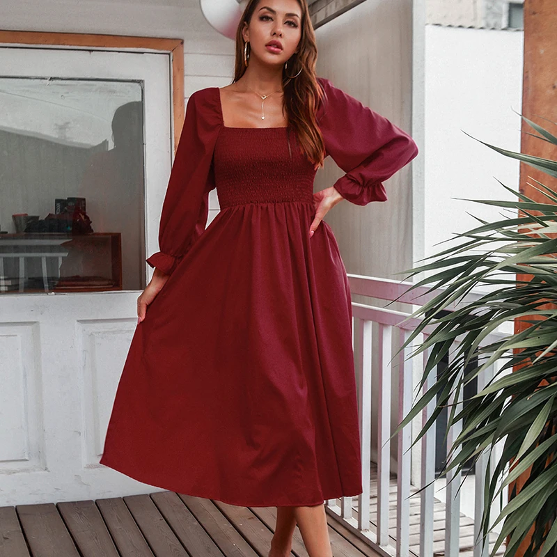 Ladies retro ruffled dress, women's new long-sleeved dress ruffled long-sleeved dress
Ladies retro ruffled dress, women's new long-sleeved dress ruffled long-sleeved dress