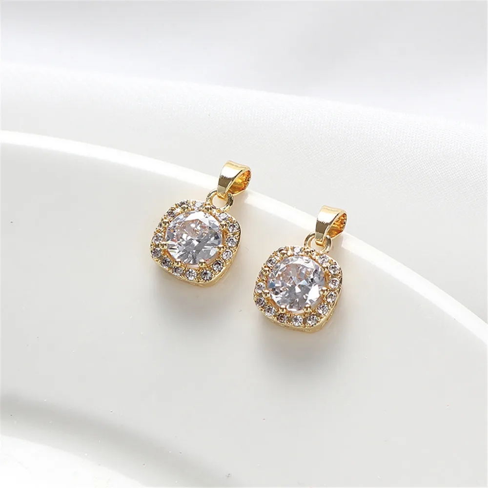 18K real gold zircon inlaid square pendant pendant handmade DIY Bracelet Necklace Earring Jewelry material accessories
18K real gold zircon inlaid square pendant pendant handmade DIY Bracelet Necklace Earring Jewelry material accessories