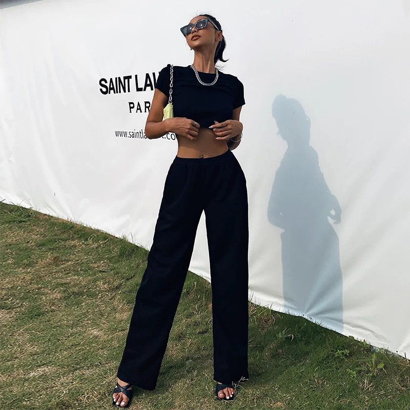 Fashion Ribbed Knit Elastic Waist Pants Women Casual 2020 Summer Streetwear Elegant Solid Color Side Pocket Wide Leg Trousers
Fashion Ribbed Knit Elastic Waist Pants Women Casual 2020 Summer Streetwear Elegant Solid Color Side Pocket Wide Leg Trousers