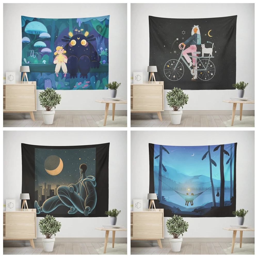 Домашнее декоративное одеяло под лунным светом, предновогодний женский гобелен, эстетический комнатный декор, настенный гобелен 
Домашнее декоративное одеяло под лунным светом, предновогодний женский гобелен, эстетический комнатный декор, настенный гобелен