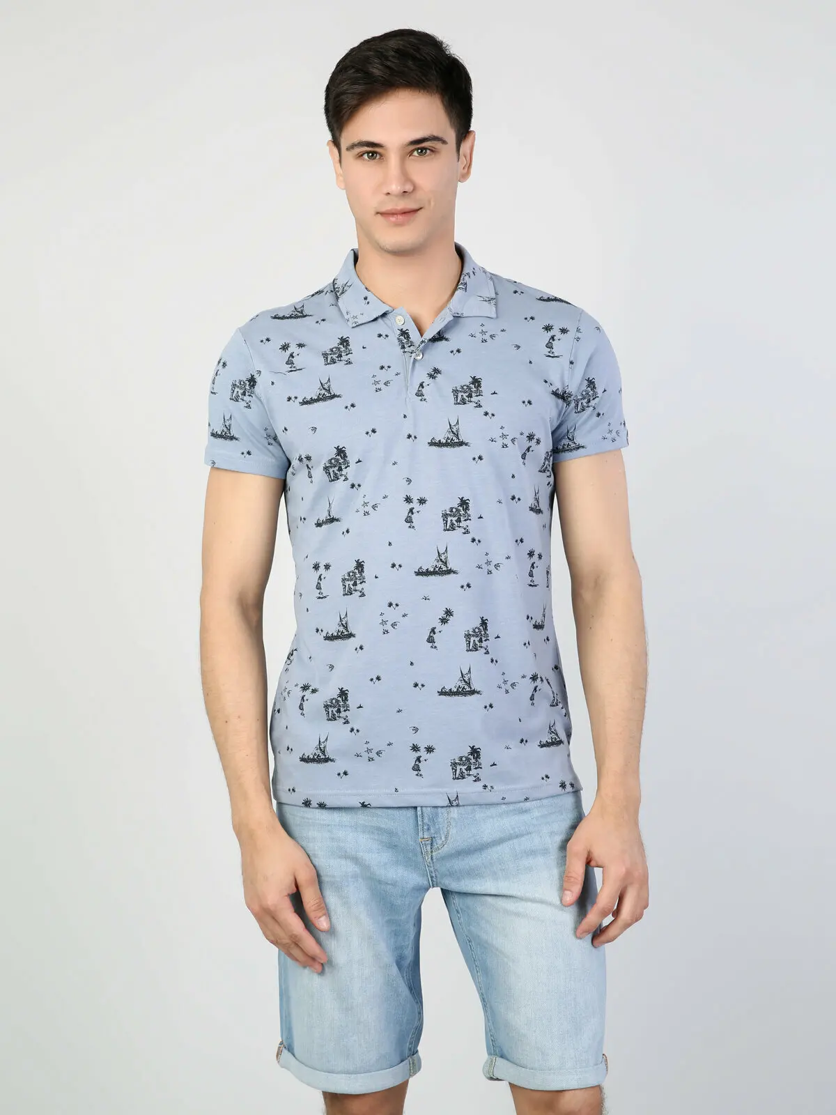 Colins Men Regular Fit Blue Melange Shirtpolo of Short Sleeve Polo t shirts for men Polo men Polo shirts,CL1045580 
Colins Men Regular Fit Blue Melange Shirtpolo of Short Sleeve Polo t shirts for men Polo men Polo shirts,CL1045580