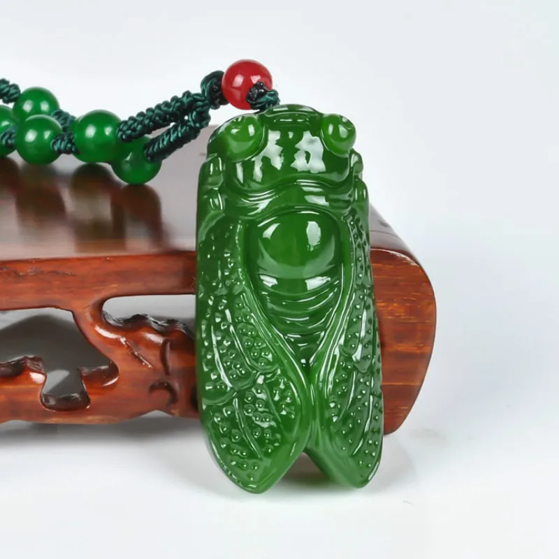 Natural Green Hetian Jade Stone Cicada Pendant Beads Necklace Chinese Jadeite Jewelry Charm Reiki Amulet Carved Gifts for Women
Natural Green Hetian Jade Stone Cicada Pendant Beads Necklace Chinese Jadeite Jewelry Charm Reiki Amulet Carved Gifts for Women