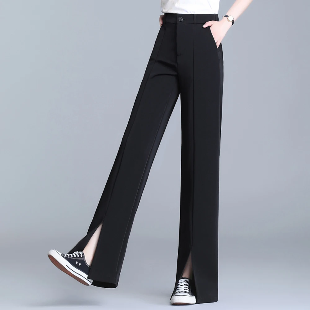 Women Wide Leg Pants Loose Draped Straight Long Trousers Femme Office Lady High Waist Split Casual Pants
Women Wide Leg Pants Loose Draped Straight Long Trousers Femme Office Lady High Waist Split Casual Pants