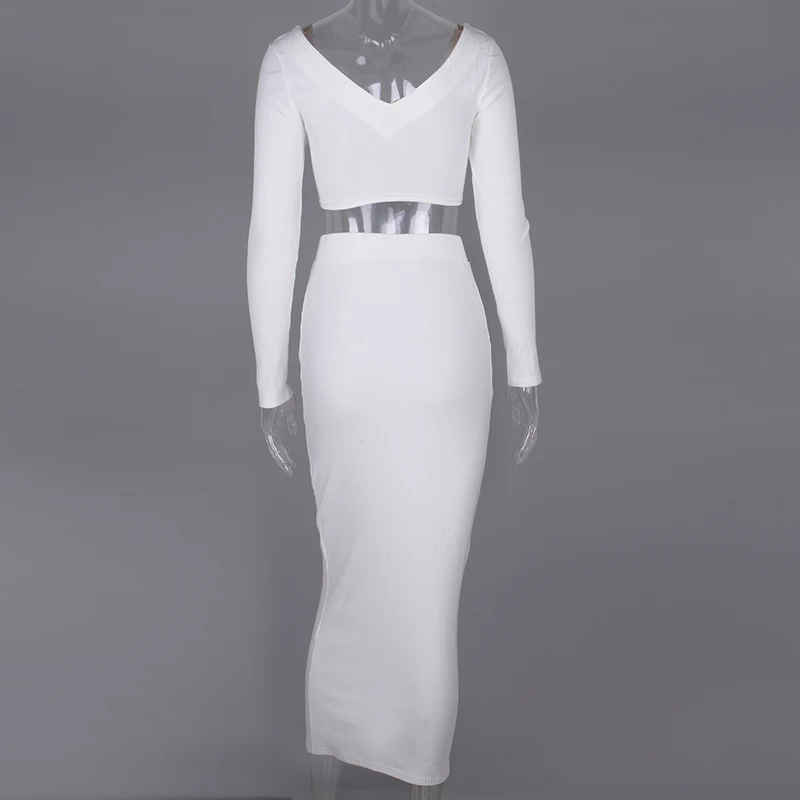 Sexy Two Piece Set V-neck Long Sleeve Crop Top Long Skirt Set Party Clothing Sets Outfit Women Two Piece Outfits
Sexy Two Piece Set V-neck Long Sleeve Crop Top Long Skirt Set Party Clothing Sets Outfit Women Two Piece Outfits