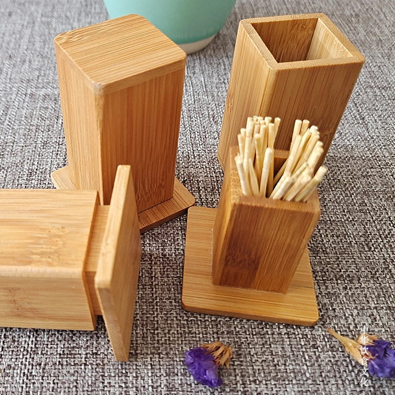 Cute Bamboo Wooden Toothpick Holder Box Portable Household Table Cotton Swabs Storage Box Organizer Kitchen Gadgets Accessories 
Cute Bamboo Wooden Toothpick Holder Box Portable Household Table Cotton Swabs Storage Box Organizer Kitchen Gadgets Accessories