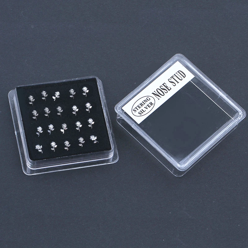 20PCS/box Rose Flower Shape Nose Stud Piercing Body Jewelry Puncture Silver Color Nose Pin Ball End for Women Girl Gifts
20PCS/box Rose Flower Shape Nose Stud Piercing Body Jewelry Puncture Silver Color Nose Pin Ball End for Women Girl Gifts