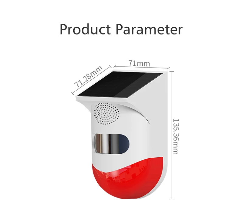 120dB Waterproof Pir Sensor Solar Alarm 433 Remote Control Wireless Solar Infrared Motion Sensor Detector Siren Strobe Alarm
120dB Waterproof Pir Sensor Solar Alarm 433 Remote Control Wireless Solar Infrared Motion Sensor Detector Siren Strobe Alarm