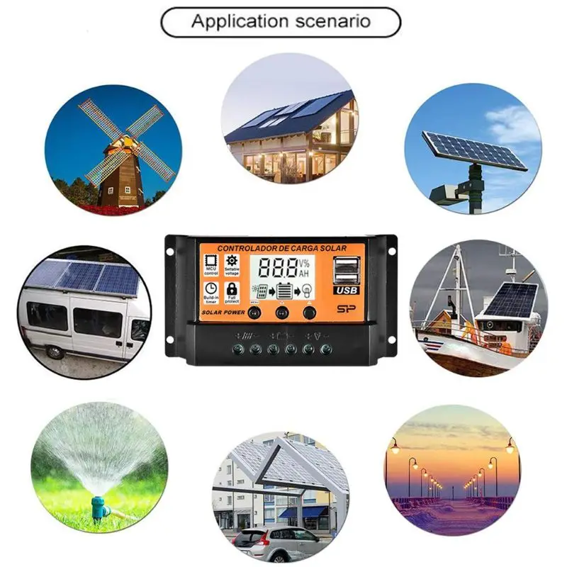 MPPT 10A/20A/30A/40A/50A/60A/70A/80A/90A/100A автоматический ЖК-экран Контроллер заряда солнечной