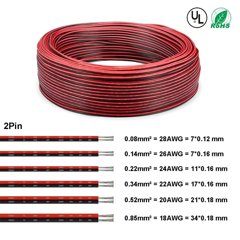 2roll 100m Solar Panel Wire UL2468 26/24/22/20/18AWG PVC 2pin Electrical Led Splitter Cable For LED Strip Light Battery Holder
2roll 100m Solar Panel Wire UL2468 26/24/22/20/18AWG PVC 2pin Electrical Led Splitter Cable For LED Strip Light Battery Holder