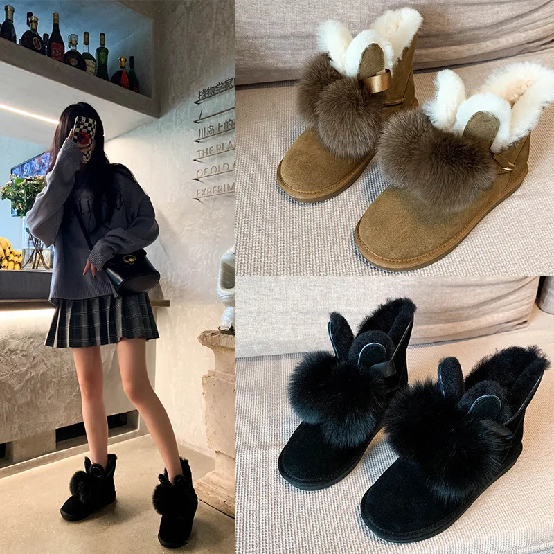 Зимние короткие сапоги для снежной погоды, новинка 2021, женская обувь, теплая обувь для снежной погоды из воловьей кожи на плоской подошве, не... 
Зимние короткие сапоги для снежной погоды, новинка 2021, женская обувь, теплая обувь для снежной погоды из воловьей кожи на плоской подошве, не...