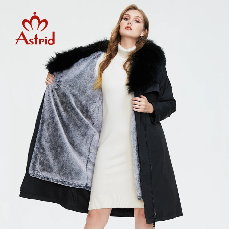 Astrid Winter Women Parka natural real fur Collar Overcoat female Removable Trench coat plus size parkas AR-7510 |