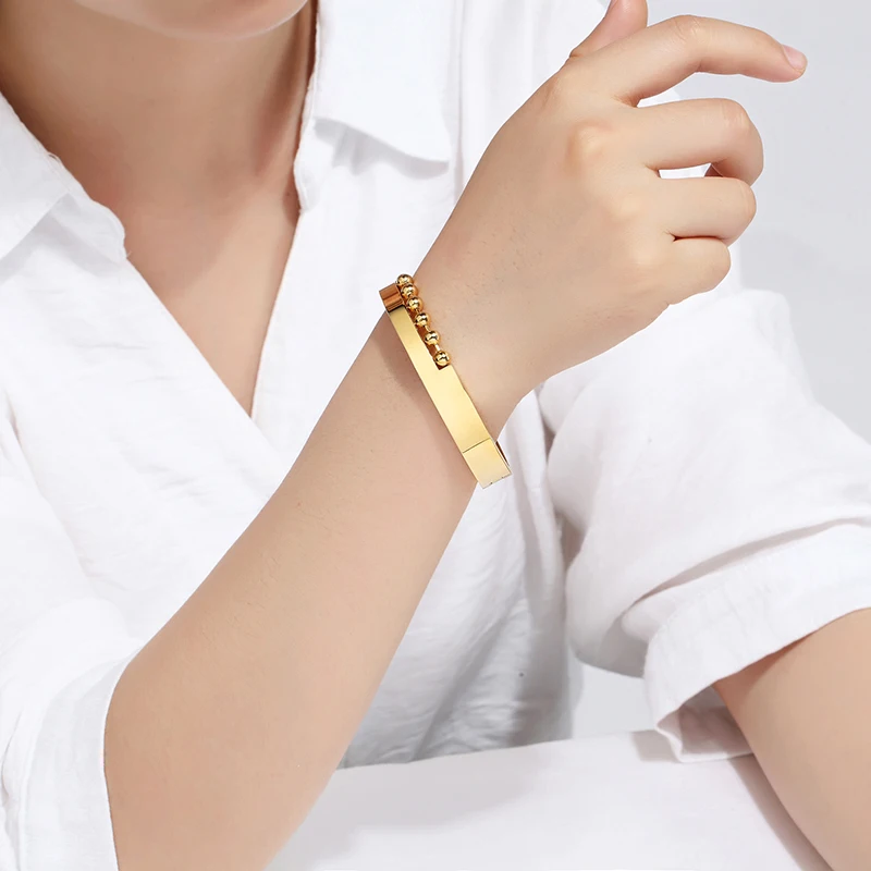 MSX Punk Gold Plating Cuff Bracelet Stainless Steel Bangles and Bracelets For Woman Men Six Beads Bangle Jewelry Gifts
MSX Punk Gold Plating Cuff Bracelet Stainless Steel Bangles and Bracelets For Woman Men Six Beads Bangle Jewelry Gifts