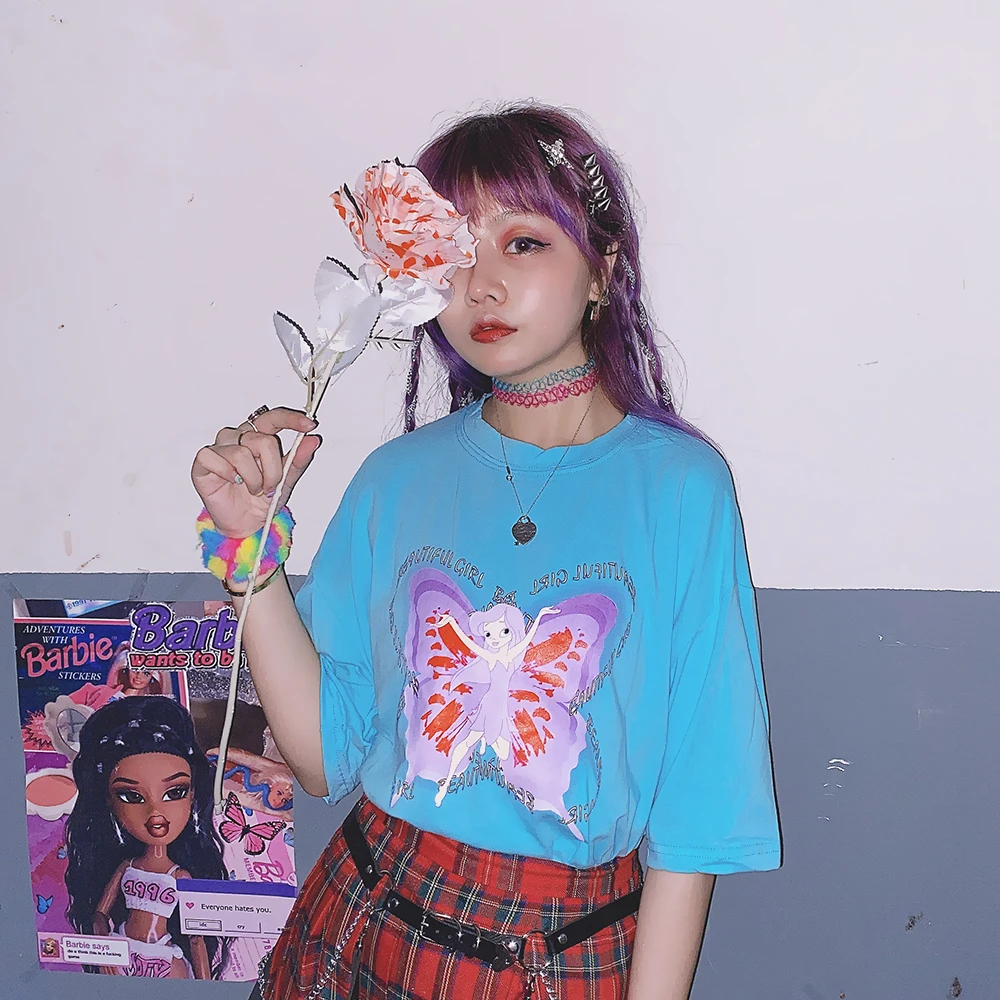 Japanese original style lovely butterfly fairy earth cool girl loose round neck short sleeve fashion T-shirt tees t-shirts 
Japanese original style lovely butterfly fairy earth cool girl loose round neck short sleeve fashion T-shirt tees t-shirts
