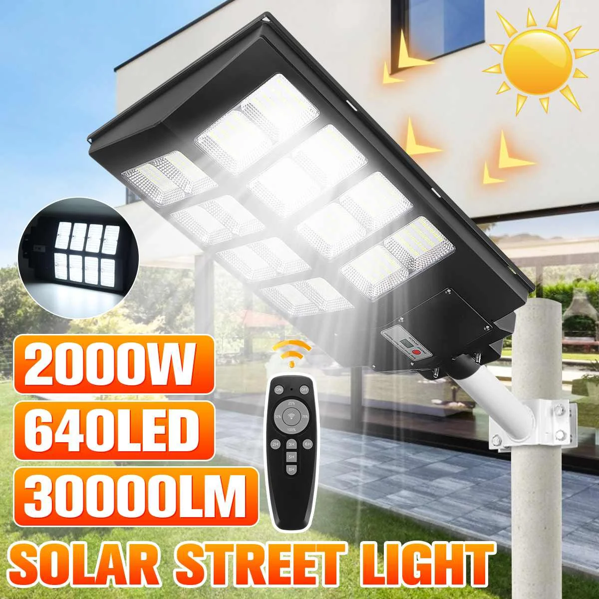 New Solar Motion Sensor Light Solar Street Light 640 Led Solar Lamp Outdoor Lighting Waterproof Garden Light 2000W 30000LM
New Solar Motion Sensor Light Solar Street Light 640 Led Solar Lamp Outdoor Lighting Waterproof Garden Light 2000W 30000LM