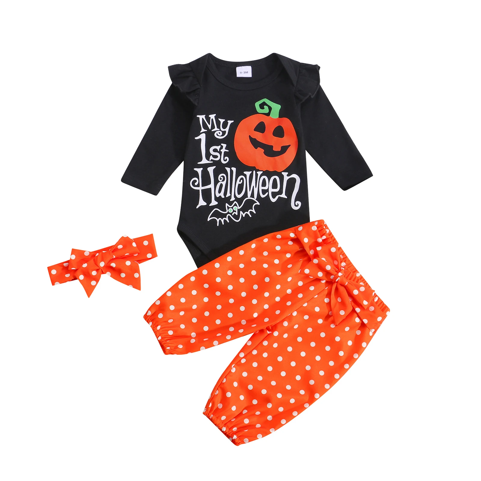 Newborn Baby Girl Clothes Letters Ruffled Long Sleeve Romper Dots Elastic Waist Pants Headband 0-18M Cotton Clothing Halloween
Newborn Baby Girl Clothes Letters Ruffled Long Sleeve Romper Dots Elastic Waist Pants Headband 0-18M Cotton Clothing Halloween