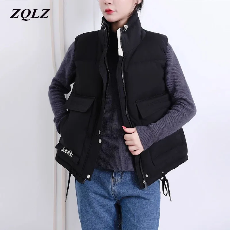 ZQLZ Women Winter Short Vest Stand Collar Sleeveless Solid Jacket Women Cotton Padded Thick Oversized Big Pockets Outwear Female
ZQLZ Women Winter Short Vest Stand Collar Sleeveless Solid Jacket Women Cotton Padded Thick Oversized Big Pockets Outwear Female