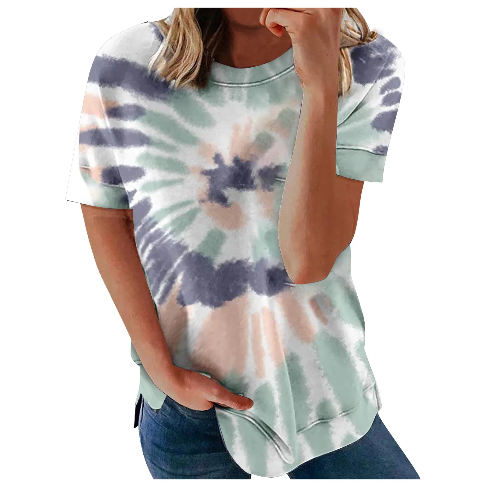 Fashion Women Tie-Dye Gradient Print Tee Shirts Casual Loose O-Neck Women Female Pullover Tops 2021 Short Sleeve Tee Shirts 
Fashion Women Tie-Dye Gradient Print Tee Shirts Casual Loose O-Neck Women Female Pullover Tops 2021 Short Sleeve Tee Shirts