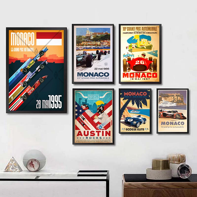 1934 Monaco Grand Prix плакат классическое искусство печать настенные фотографии для