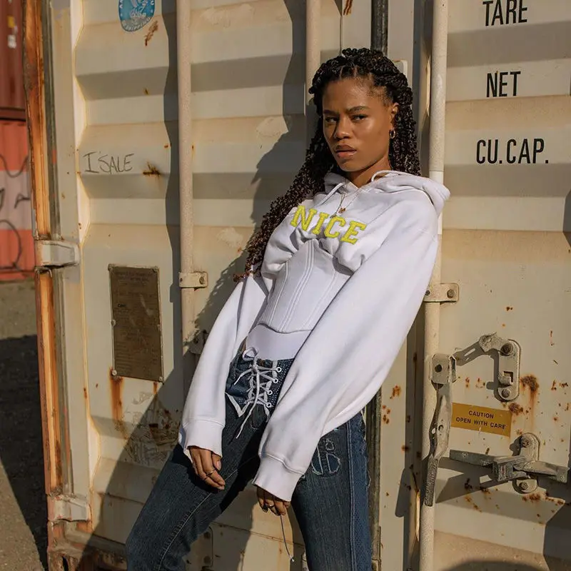 Hoodie Women Cotton Casual Long Sleeve Hooded Back Bandage Letter Print Sweatshirts Fashion Autumn Winter Streetwear hoodies 
Hoodie Women Cotton Casual Long Sleeve Hooded Back Bandage Letter Print Sweatshirts Fashion Autumn Winter Streetwear hoodies