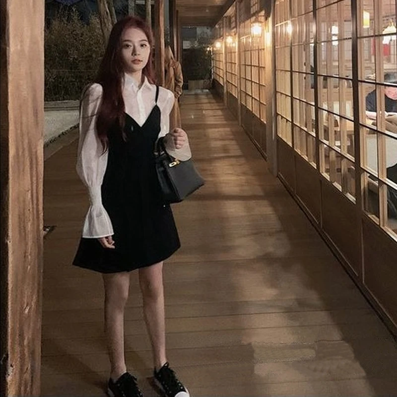 Patchwork Elegant Dress Women Long Sleeve V-neck Sweet Shirt Dress Evening Party One Piece Dress Korean 2021 Summer Kawaii 
Patchwork Elegant Dress Women Long Sleeve V-neck Sweet Shirt Dress Evening Party One Piece Dress Korean 2021 Summer Kawaii