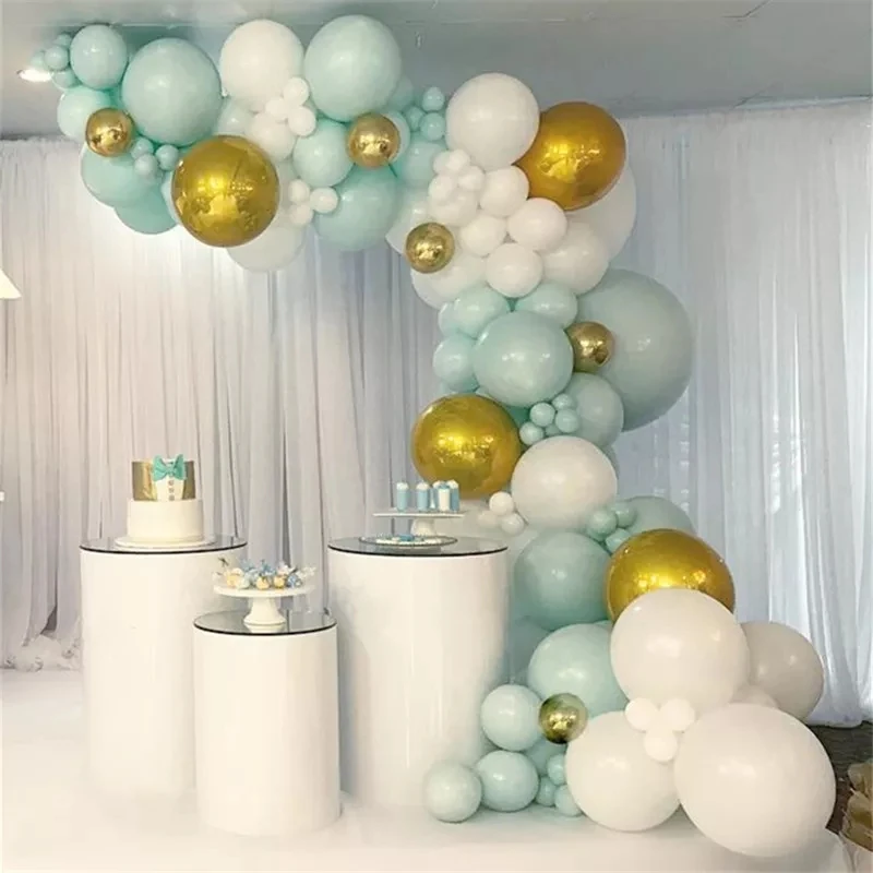 Фото Арочный комплект воздушных шаров сделай сам белые золотые бирюзовые синие
