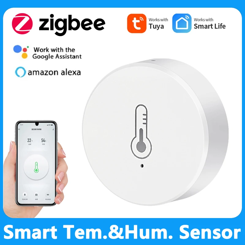Датчик температуры и влажности ZigBee, дистанционное управление с помощью приложения Tuya Smart Life, работает от аккумулятора Alexa Google Home
Датчик температуры и влажности ZigBee, дистанционное управление с помощью приложения Tuya Smart Life, работает от аккумулятора Alexa Google Home