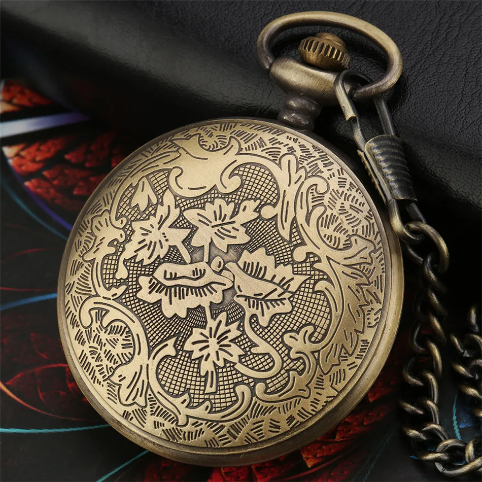 Antique Bronze Exquisite Flowers Engraved Quartz Pocket Watch Retro Fashion Pendant Fob Watch Arabic Numerals Dial Vintage Clock
Antique Bronze Exquisite Flowers Engraved Quartz Pocket Watch Retro Fashion Pendant Fob Watch Arabic Numerals Dial Vintage Clock