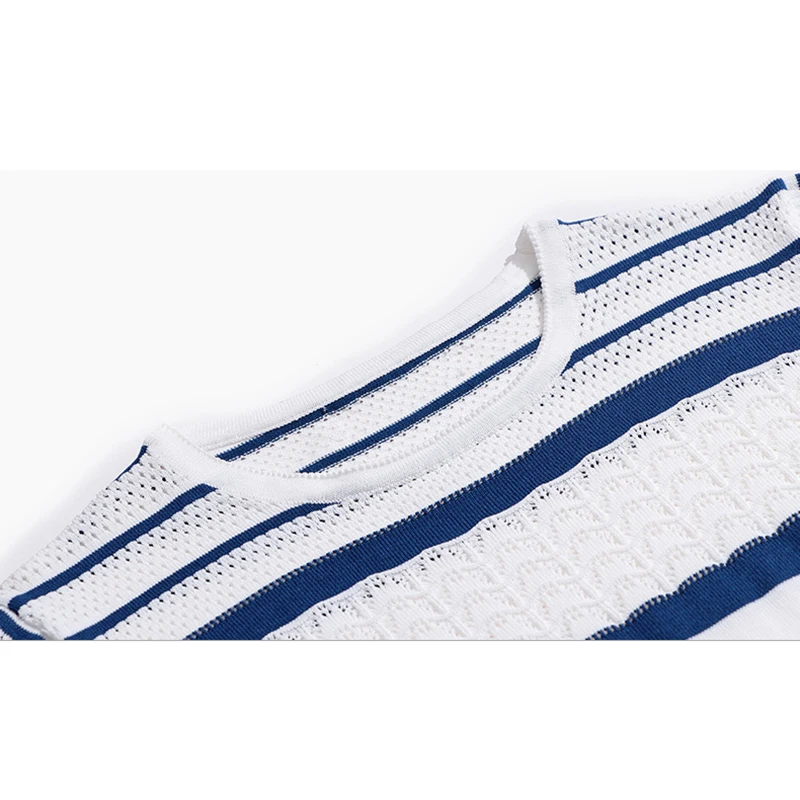 Thin T Shirt Women Hollow Out Tshirt 2020 Summer Tops Striped Knitted T-Shirt Female Woman Clothes Tee Shirt Femme Camisas Mujer
Thin T Shirt Women Hollow Out Tshirt 2020 Summer Tops Striped Knitted T-Shirt Female Woman Clothes Tee Shirt Femme Camisas Mujer