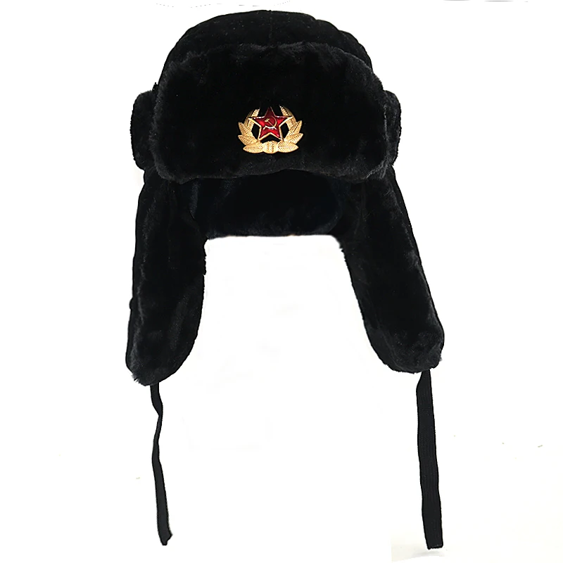 Sovjet Militaire Badge русланд ушанка шляпа-бомбер с теплой искусственной кониджненбонт
