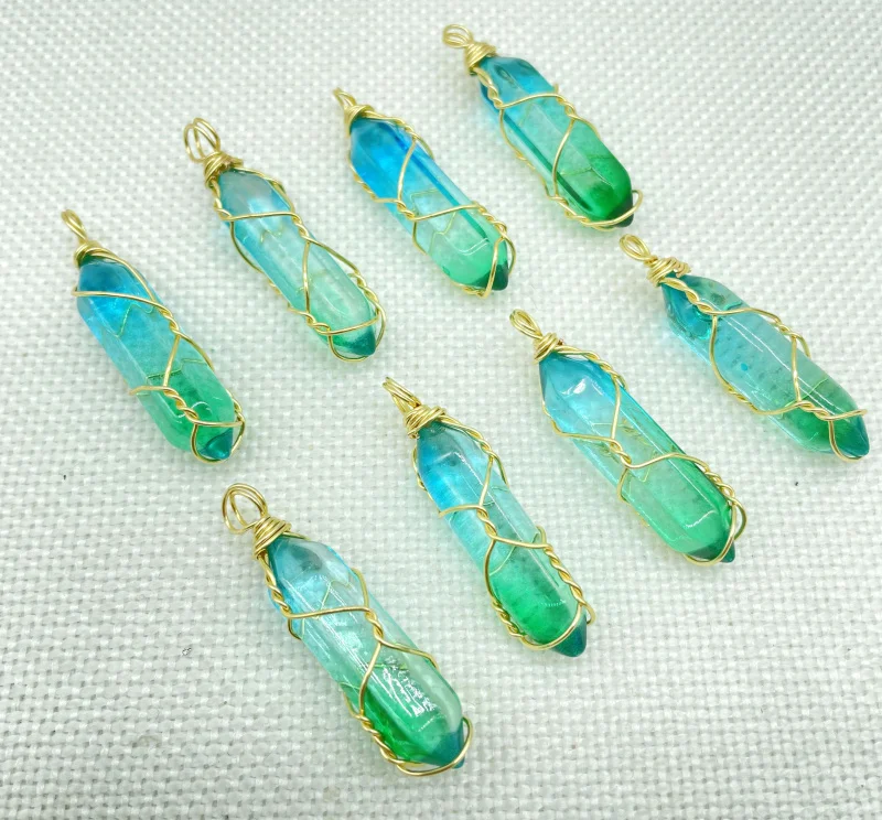 Natural Stone Quartz Colored Crystal Amethyst Wire Winding Hexagonal Column Pendants Jewelry Making Necklaces Accessories 24Pcs
Natural Stone Quartz Colored Crystal Amethyst Wire Winding Hexagonal Column Pendants Jewelry Making Necklaces Accessories 24Pcs