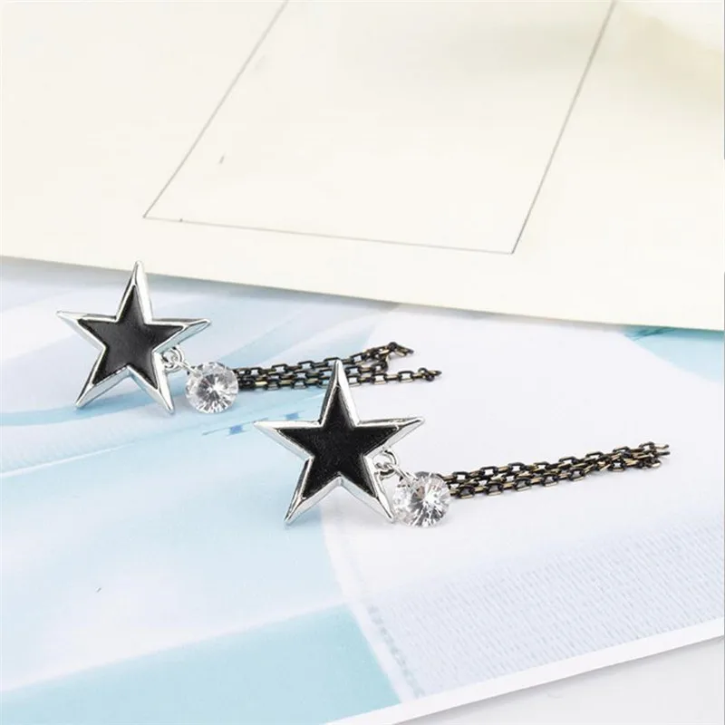 Personality Lady Black Star Tassel Drop Earrings For Women Jewelry Trendy Silver 925 Girls Earring Female Accessories Charm
Personality Lady Black Star Tassel Drop Earrings For Women Jewelry Trendy Silver 925 Girls Earring Female Accessories Charm