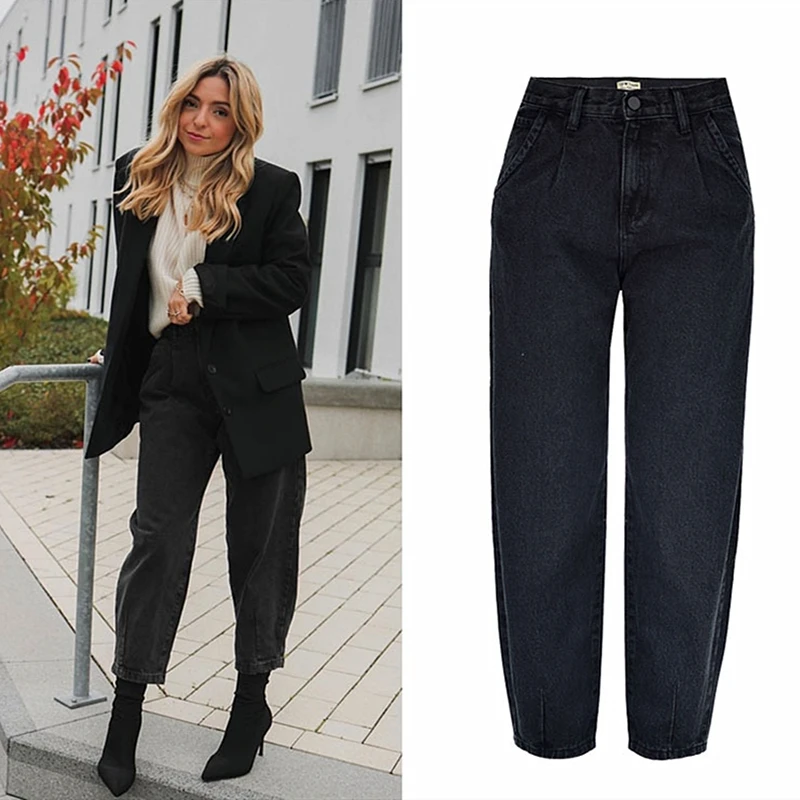 Spring autumn fashion cotton denim jeans women 2020 new high waist black retro harem washed office lady Casual jeans female K344
Spring autumn fashion cotton denim jeans women 2020 new high waist black retro harem washed office lady Casual jeans female K344