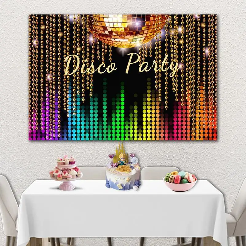 

Crazy Music Disco TIME TO BOOGIE Happy Background Girl Birthday Party Decoration Photography Studio 3D Digital Backdrop Cloth