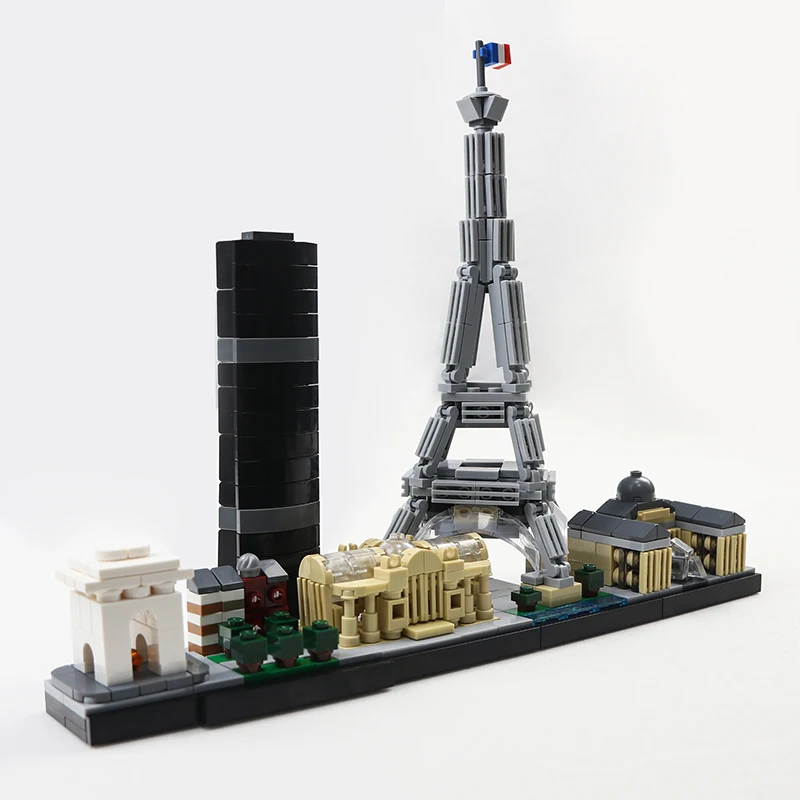 

MOC Skyline Paris Architecture Building Blocks Tower Edifice Bricks Town Street View Assemble Hobby Stitching Children Toy Gift