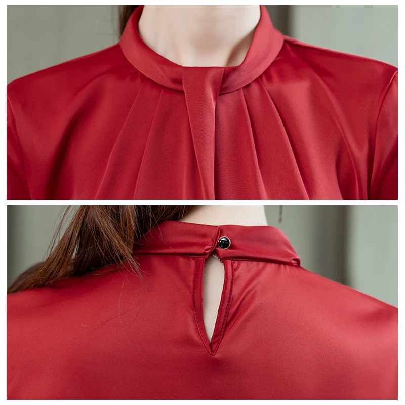 2121 Spring Autumn Chiffon Shirt Women Blouse Pleated Stand Collar Office Ladies Work Shirt Female Long Sleeve Tops Clothes
2121 Spring Autumn Chiffon Shirt Women Blouse Pleated Stand Collar Office Ladies Work Shirt Female Long Sleeve Tops Clothes