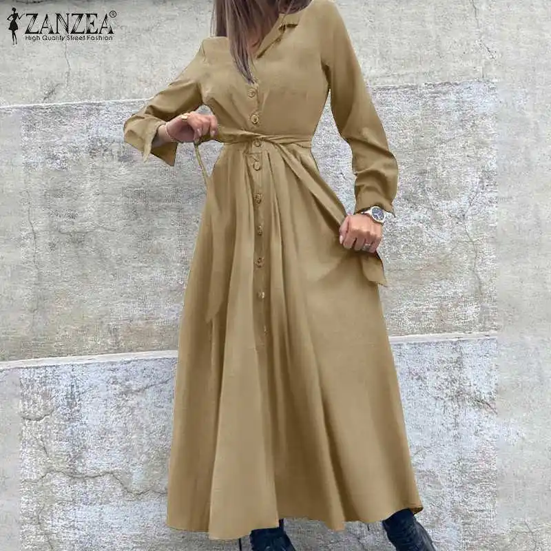 Fashion Women Shirt Dress ZANZEA Holiday Elegant Maxi Vestidos Female Solid Long Sleeve Robe 2021 Autumn Casual Oversize Dresses
Fashion Women Shirt Dress ZANZEA Holiday Elegant Maxi Vestidos Female Solid Long Sleeve Robe 2021 Autumn Casual Oversize Dresses