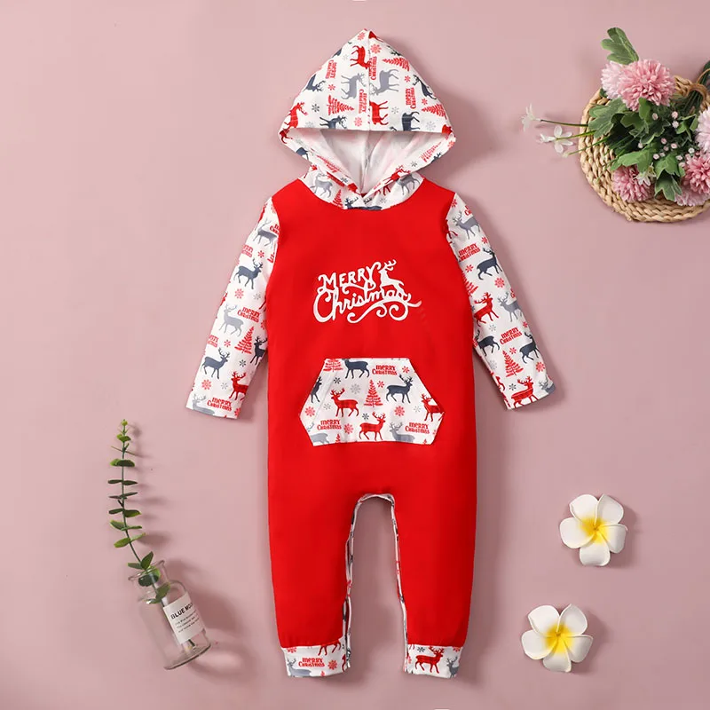 Newborn Baby's Clothes Rompers Overalls Christmas Hooded Kids Long Sleeve Letter Print Jumpsuit With Pocket Children's Clothing
Newborn Baby's Clothes Rompers Overalls Christmas Hooded Kids Long Sleeve Letter Print Jumpsuit With Pocket Children's Clothing
