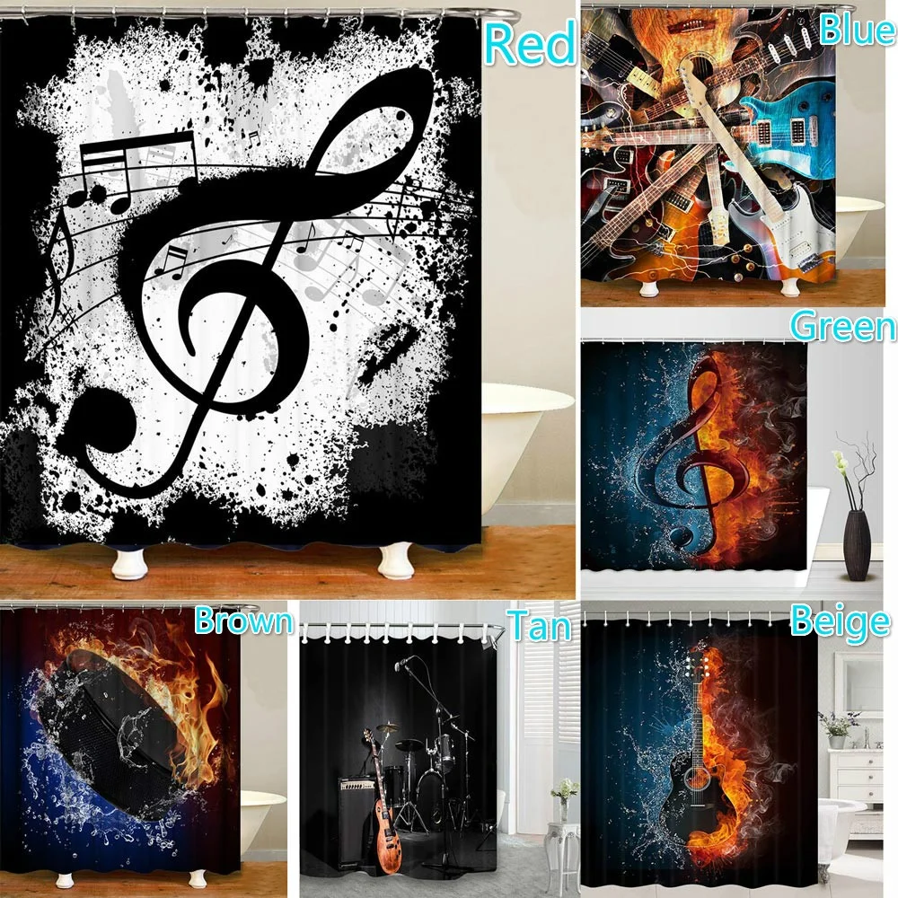 12 Style Musical Notes Printed Shower Curtain Waterproof Bathroom Decor Curtain Modern Bathroom Accessories with 12 Hooks
12 Style Musical Notes Printed Shower Curtain Waterproof Bathroom Decor Curtain Modern Bathroom Accessories with 12 Hooks
