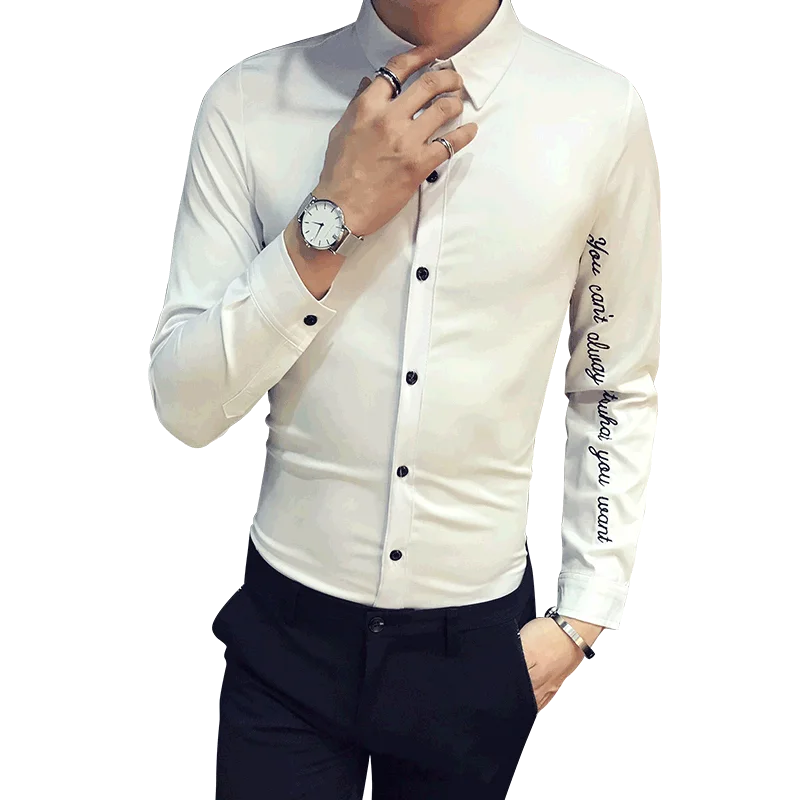 2020 Brand Men Shirts Long Sleeve Casual Slim Fit Shirt Letter Embroidery Streetwear Social Top Camisa Men Clothes Chemise Homme
2020 Brand Men Shirts Long Sleeve Casual Slim Fit Shirt Letter Embroidery Streetwear Social Top Camisa Men Clothes Chemise Homme