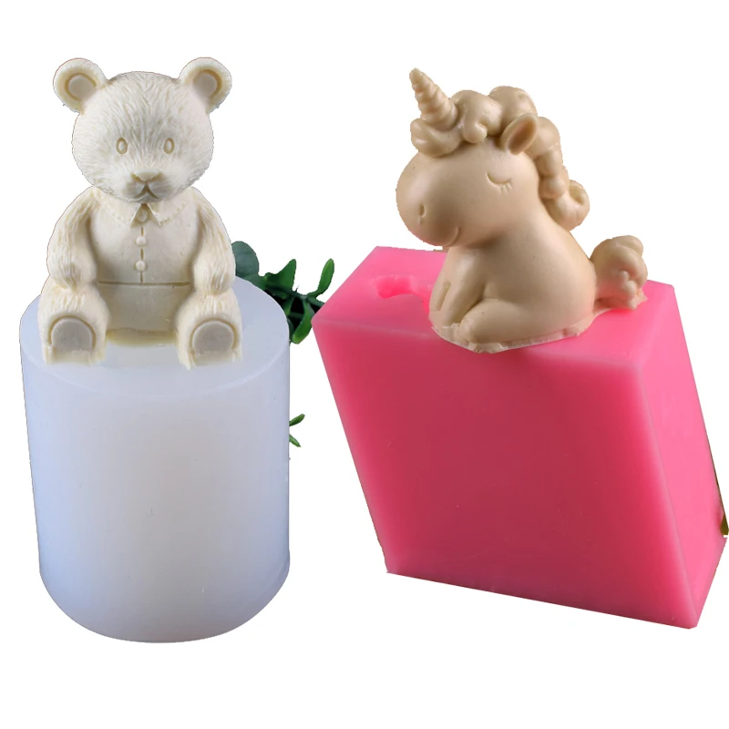 Фото Силиконовые формы для мыла милые в виде единорога медведя - купить
