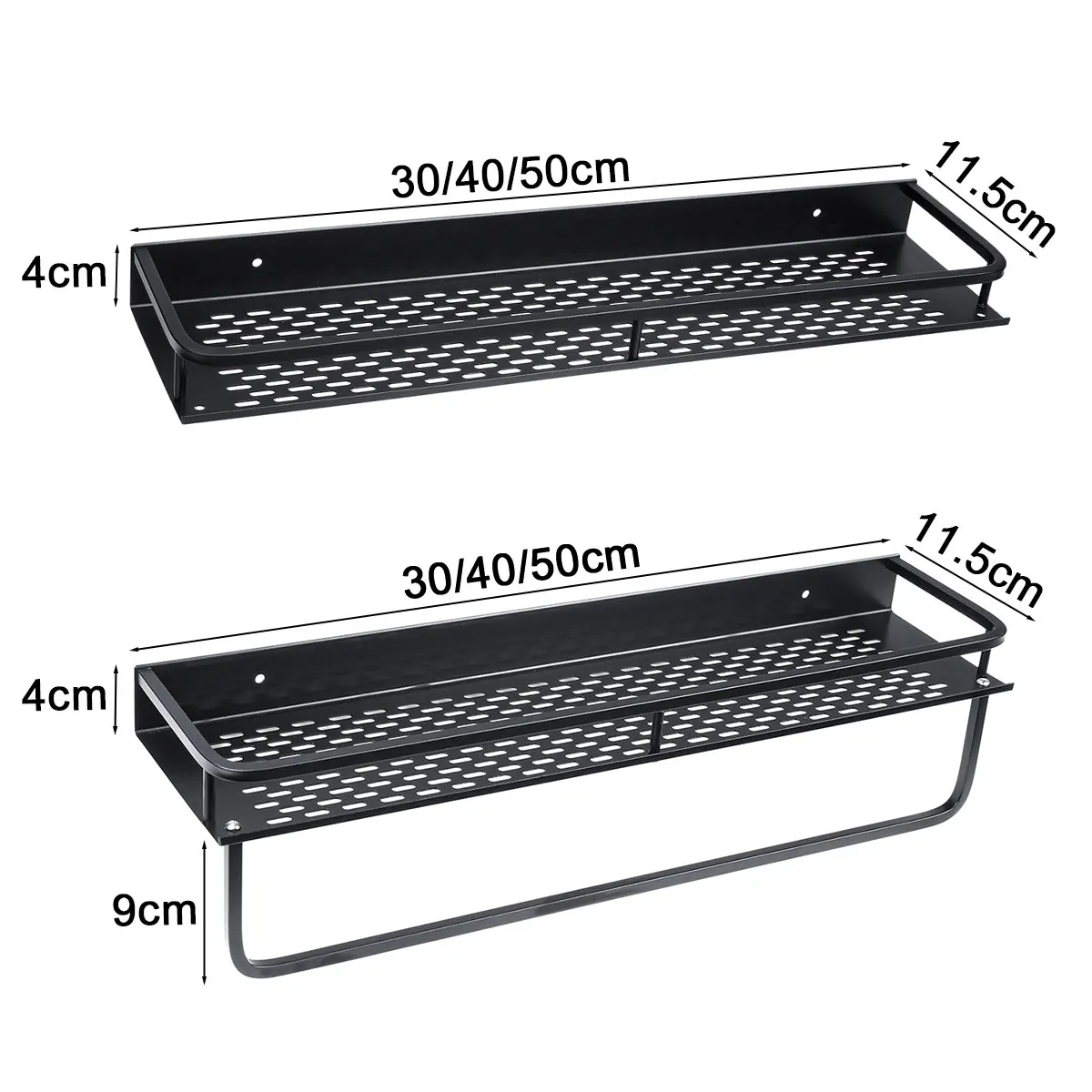 30-50cm Black Bathroom Shelf Rack Holder Kitchen Wall Shelves Basket Storage Rack Towel Bar Free of punch Aluminum
30-50cm Black Bathroom Shelf Rack Holder Kitchen Wall Shelves Basket Storage Rack Towel Bar Free of punch Aluminum