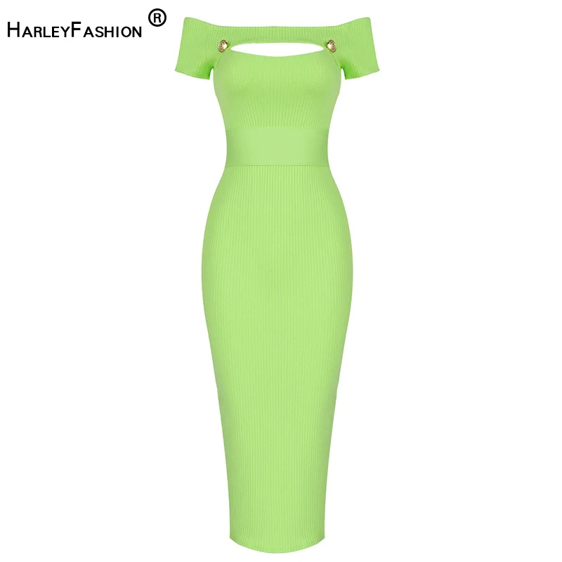HarleyFashion Euramerican Popular Stylish Slash Neck Short Sleeve Sheth Stretchy Quality Fluorescent Green Bodycon Midi Dress
HarleyFashion Euramerican Popular Stylish Slash Neck Short Sleeve Sheth Stretchy Quality Fluorescent Green Bodycon Midi Dress