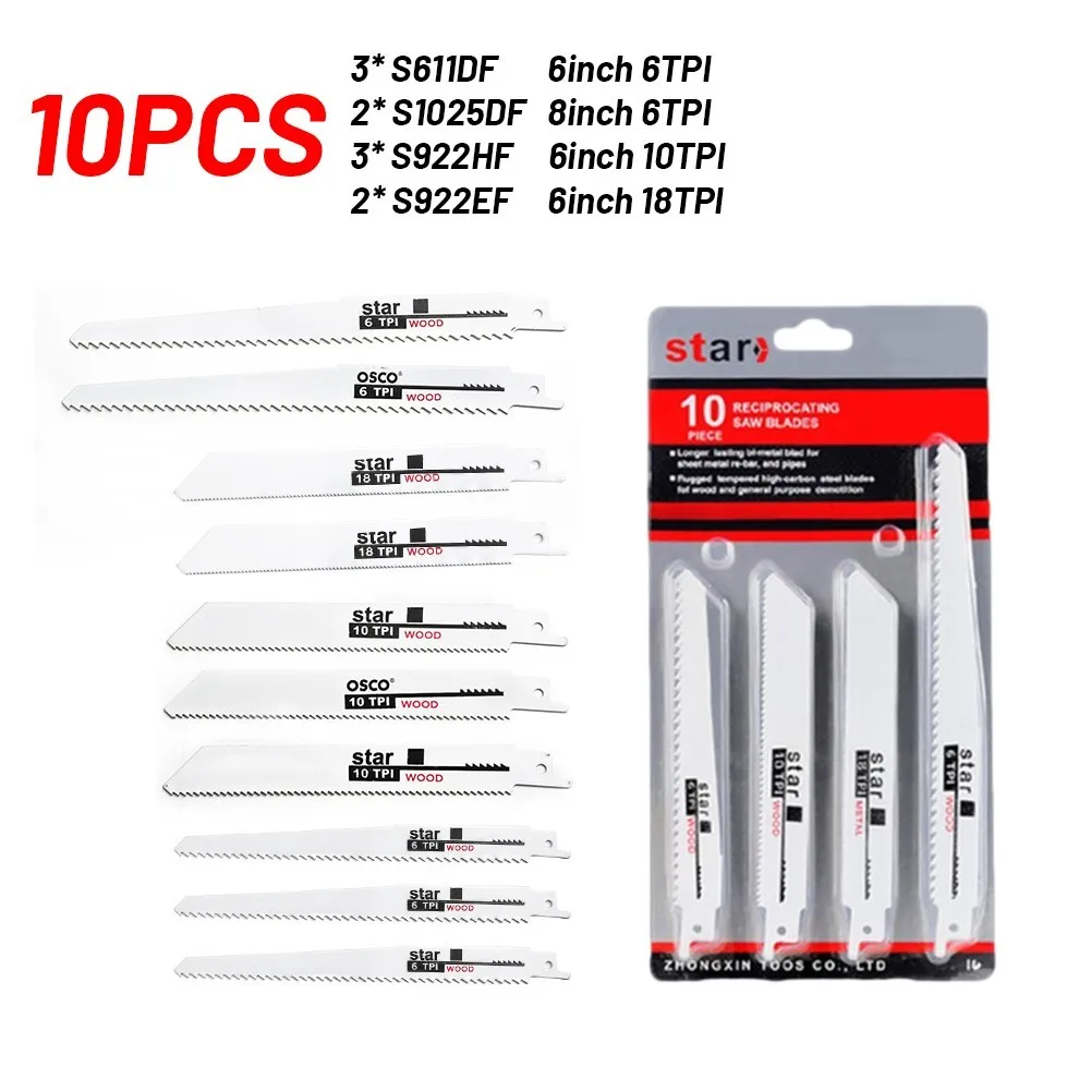 10 PCS/Set Reciprocating Saw Blade Saw Blade Set Parts For cutting wood metal cement Portable High quality
10 PCS/Set Reciprocating Saw Blade Saw Blade Set Parts For cutting wood metal cement Portable High quality