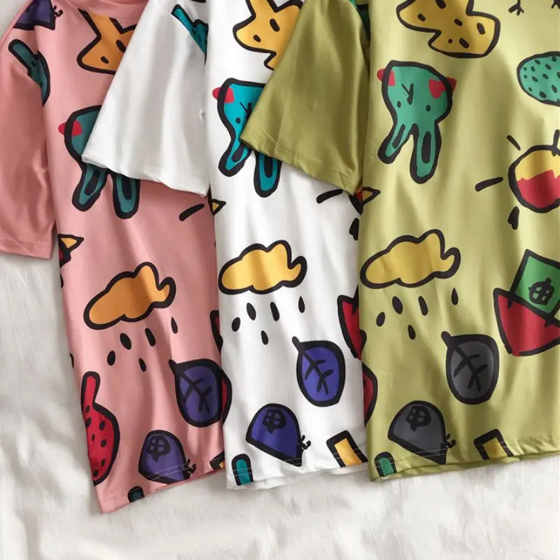 Summer T-Shirt Women Ulzzang Short Sleeve T-shirt Tops Cartoon Female T-shirt Korean Style Harajuku Tops Camisetas Mujer New
Summer T-Shirt Women Ulzzang Short Sleeve T-shirt Tops Cartoon Female T-shirt Korean Style Harajuku Tops Camisetas Mujer New