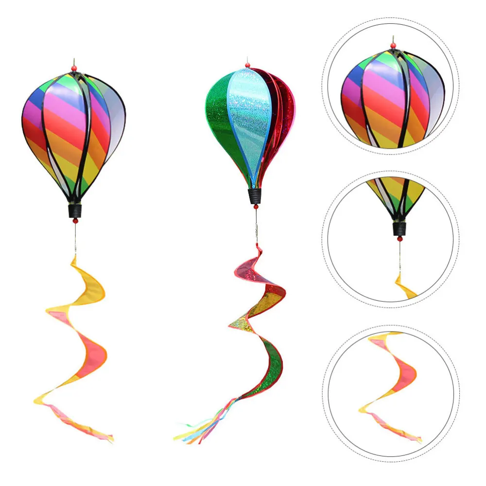 

1Pc Rainbow Hot Air Balloon Wind Spinner Rotating Sequins Windmill Wind Twister Hanging Decoration for Outdoor Garden (Random Co
