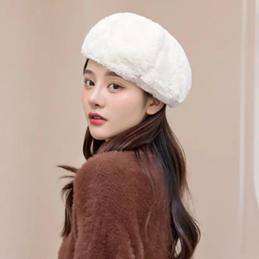 Fashion Winter Women Beret Hat Faux Fur French Artist Cap Women Girls Vintage Plain Winter Windproof Warm Painter Hat Elegant 
Fashion Winter Women Beret Hat Faux Fur French Artist Cap Women Girls Vintage Plain Winter Windproof Warm Painter Hat Elegant