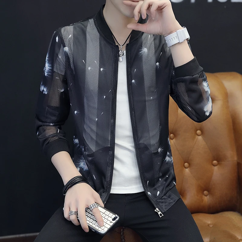 Summer Thin Jackets Men Breathable Slim Fit Bomber Jacket Sun Protection Clothing Stand Collar Hollow Streetwear Outwear Coats
Summer Thin Jackets Men Breathable Slim Fit Bomber Jacket Sun Protection Clothing Stand Collar Hollow Streetwear Outwear Coats