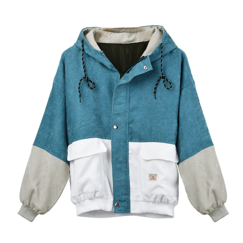 Women's fashion corduroy stitching short jacket jacket long sleeve corduroy patchwork oversized coat windbreaker coat F4*
Women's fashion corduroy stitching short jacket jacket long sleeve corduroy patchwork oversized coat windbreaker coat F4*