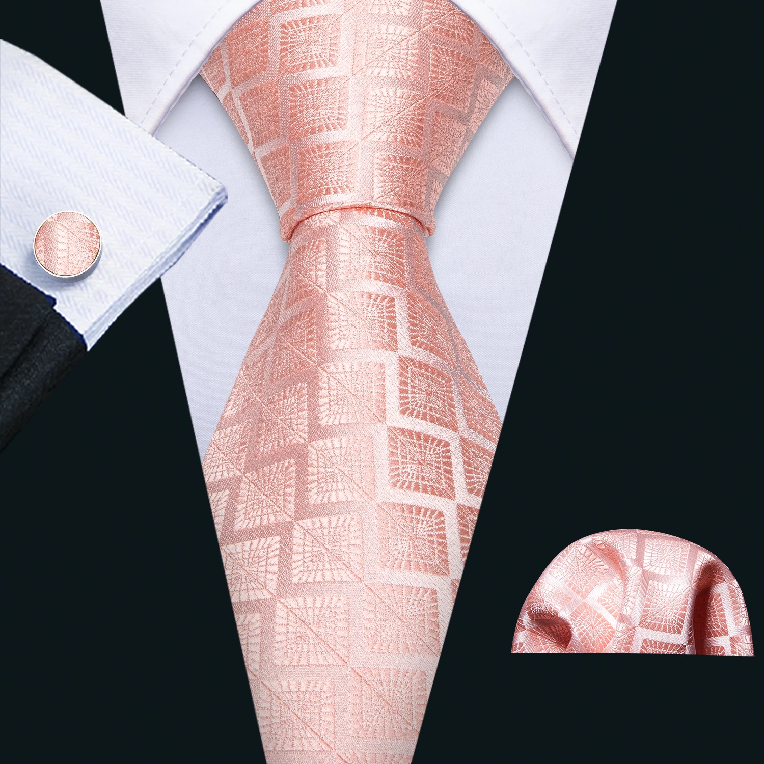 

Men Tie Pink Floral Necktie Gravat Handkerchief Set Silk Ties For Men Wedding Gift Party Business Barry.Wang Designer FA-5246